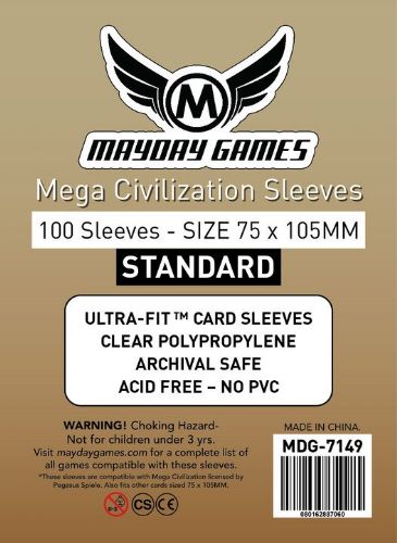 100 Mayday Games Standard Standard Mega Civilization Sleeves (75x105mm) MDG7149